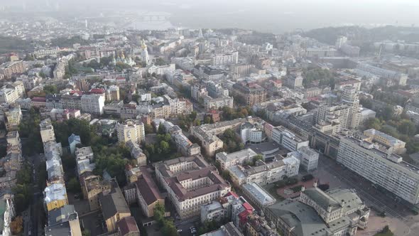 Cityscape of Kyiv, Ukraine. Aerial View, Slow Motion