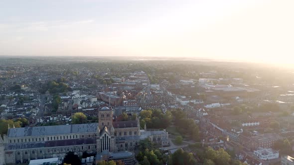 Sunrise Aerial View of the City of St Albans in England