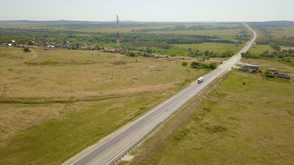 Truck On A Countryside Summer Village Nature Road