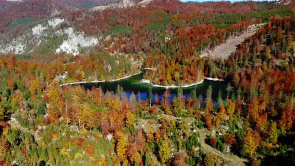 Beautiful Autumn Landscape on the Lake Ödsee in the Mountains in Upper Austria Salzkammergut