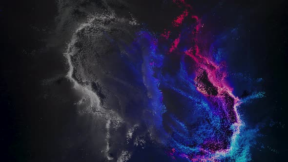 Abstract cosmic background with stars and cloud of blue and pink colors, seamless loop