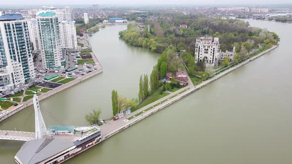 Residential buildings on the Kuban embankment "Admiral". The Kuban River.