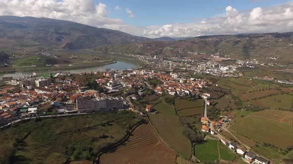 Beautiful City of Peso da Régua with River Douro in the Background, Portugal