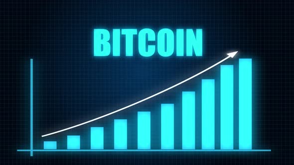 2D Economic Growth Infographics Background Animation Word Bitcoin