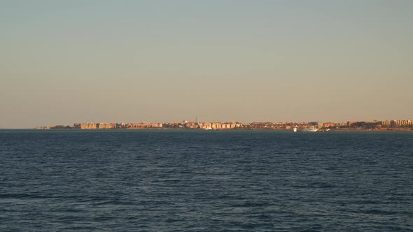 View of the coast of the resort town in Egypt.