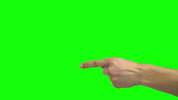 Arm of Guy Showing Two Paragraphs. Green Screen. Close Up