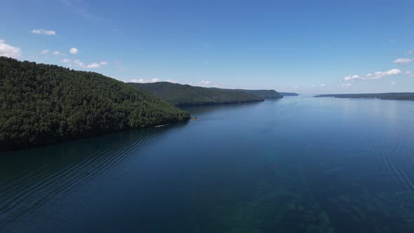 The Angara River is a Major River in Siberia Leaving Lake Baikal Near the Settlement of Listvyanka