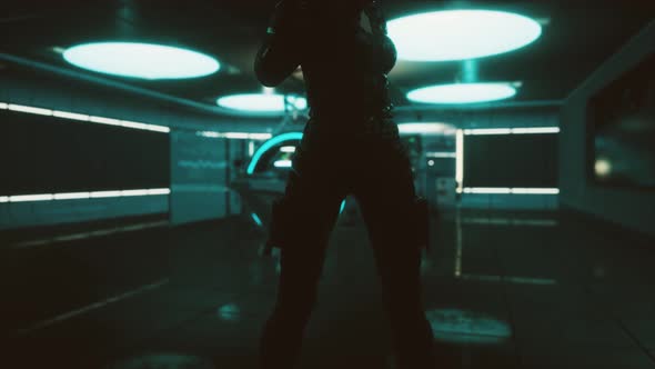 Futuristic Woman in Sci Fi Laboratory alt