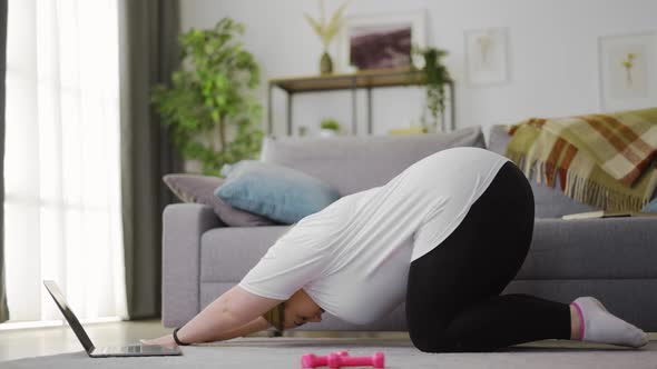 Overweight Woman Stretching Body