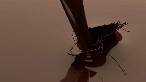 Super Slow Motion Shot of Pouring Melted Chocolate at 1000 Fps