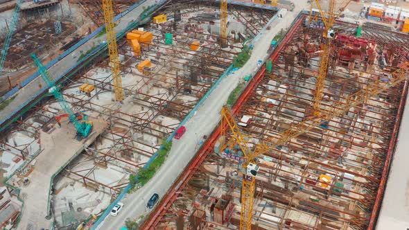 Top view of construction site in Hong Kong
