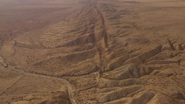 Aerial shot of the San Andreas Fault to the North West of Los Angeles