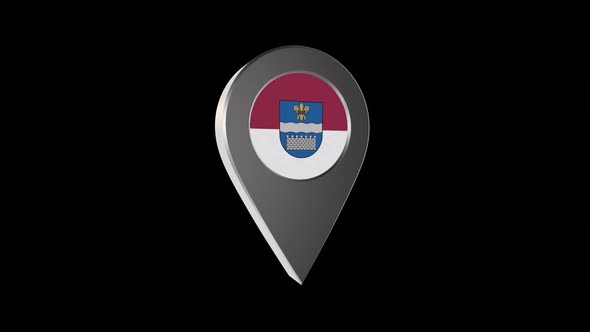 3d Animation Map Navigation Pointer With Flag Of  Daugavpils (Latvia) With Alpha Channel - 4K