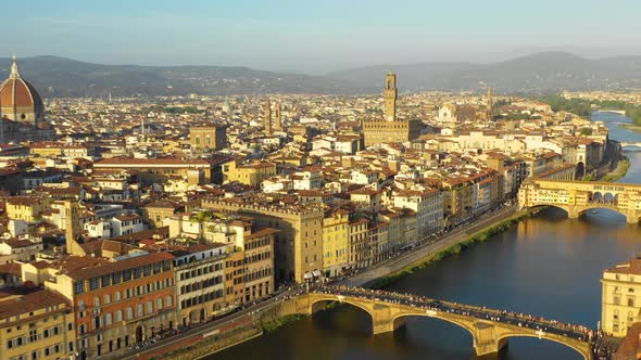 Florence and The Arno River at Sunset