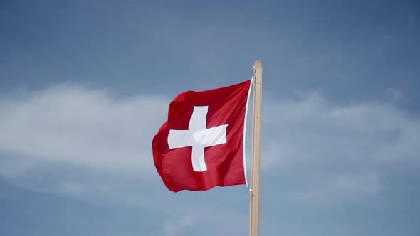 Swiss flag in slow motion