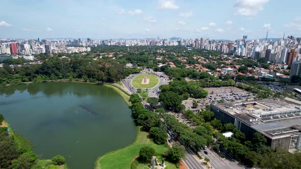 Cityscape of Sao Paulo Brazil. Stunning landscape of Ibirapuera park.