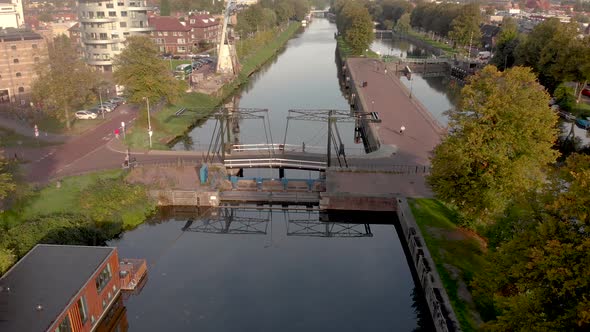 Former industrial area and transportation canal in the city of Utrecht now reformed into a green nei