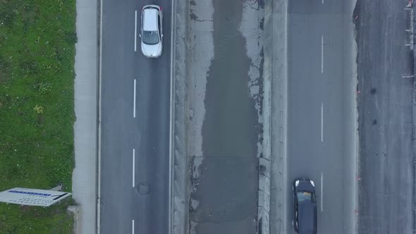 Aerial Top View of Highway