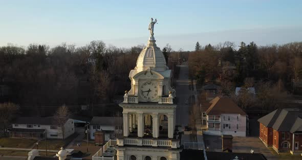 Ionia County Michigan historical courthouse with drone video circle.