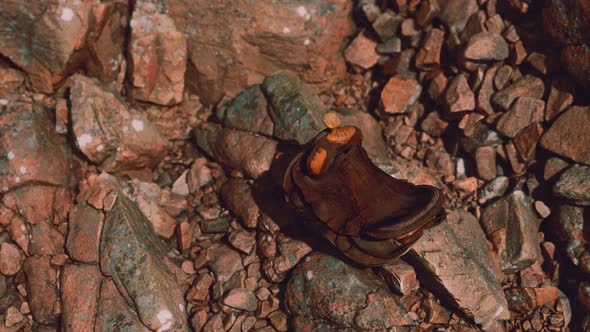 Old Leather Saddle on the Stone Outdoor