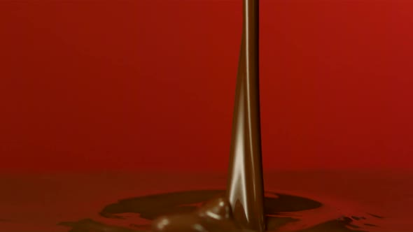Slo-motion chocolate pouring