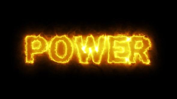 Burning Power Text Overlay with Fire Flame