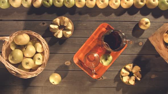 Apple Juice and Apples on Table