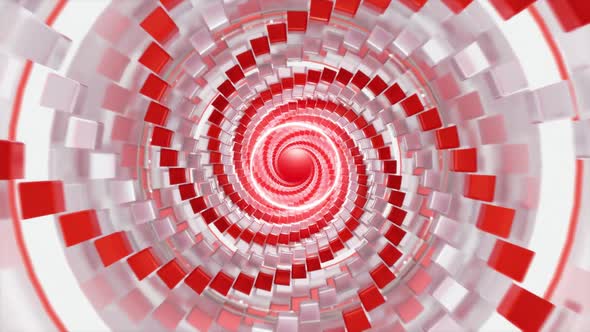 Red White Circle Box Cube Tunnel Loop