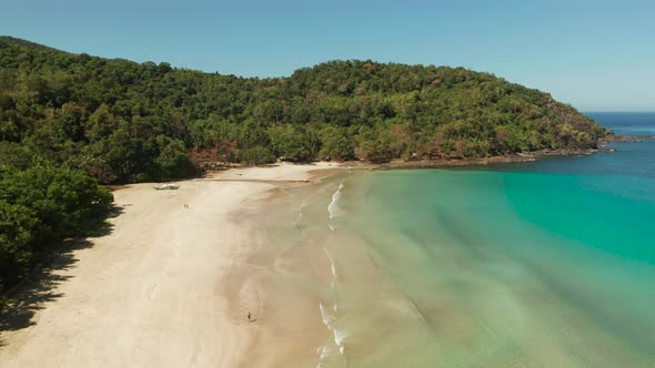 Tropical Beach with White Sand View From Above