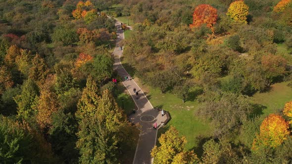 Autumn landscape in Loshitsky Park in Minsk. Belarus.Golden autumn