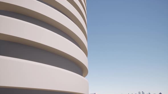 3d Art Modern Architecture Detail on Blue Clear Sky Minimal Concept Close Up View Futuristic