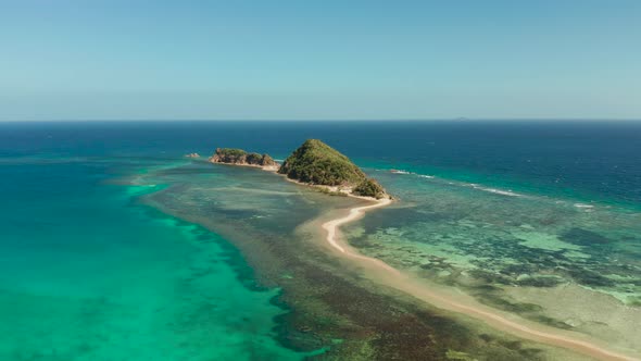 Tropical Island with Sandy Beach Philippines Palawan