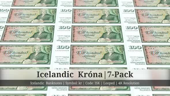 Icelandic Króna | Iceland Currency - 7 Pack | 4K Resolution | Looped