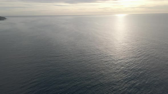 Flight Above the Pacific Ocean Coast