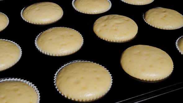 Timelapse Cinemagraph  Cupcakes Muffins Baking and Rising in Oven Close Up