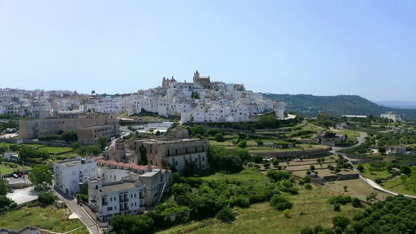 Aerial view of old town, Ostuni, Apulia, Italy
