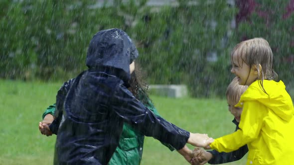 Kids Playing in Rain