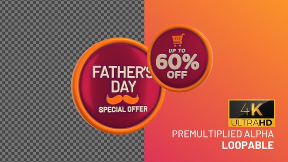 Fathers Day Up To 60 Percent Off Bage Looping with Alpha Channel