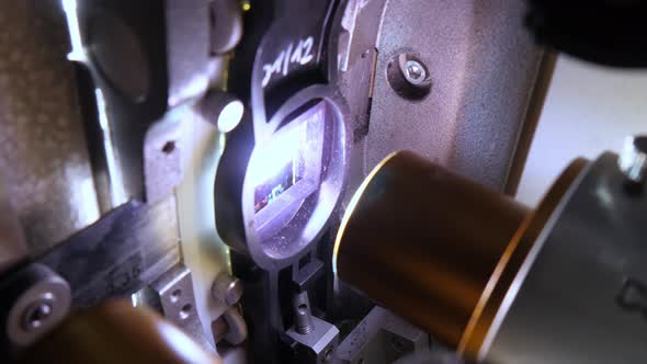 Close Up of a 35Mm Cinema Projector in a Movie Theater