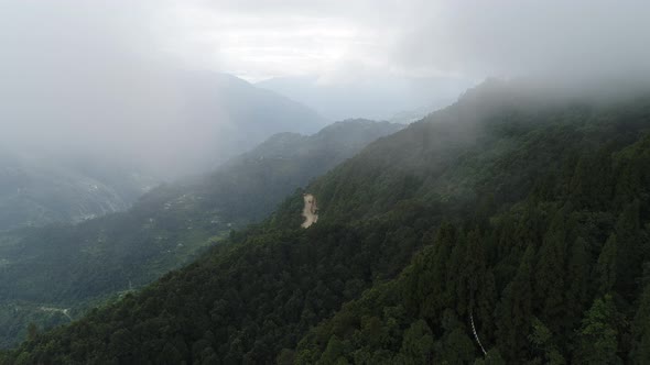 Rumtek Monastery area in Sikkim India seen from the sky