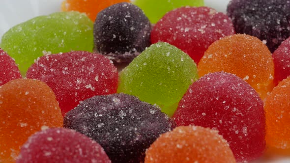 colorful candy and jelly sweet close up, flavor fruit, candy dessert colorful on sugar