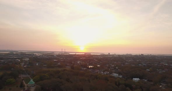 Charleston downtown with bridge at sunrise