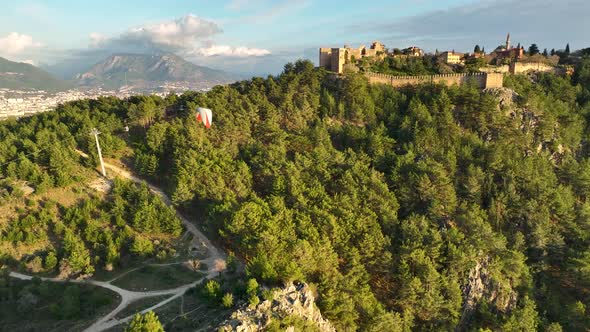 Paragliding aerial view 4 K Turkey Alanya