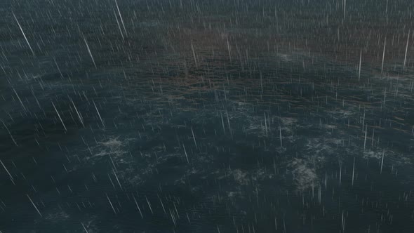 4k Dark Blue Waves In The Ocean During Rain Time