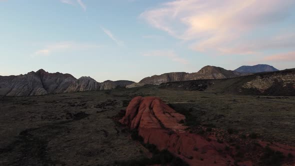 Snow Canyon State Park in Utah. Aerial shot of a mountain range on the horizon