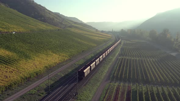 Freight Train Travelling Through the Countryside