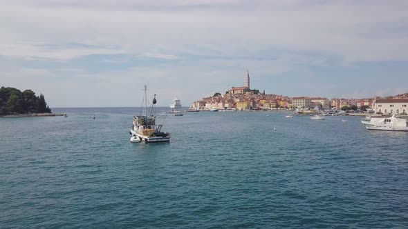 Beautiful Marina With Old Town on Background