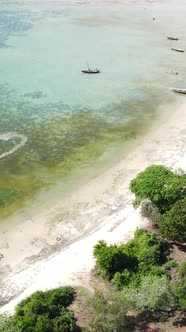 Vertical Video Boats in the Ocean Near the Coast of Zanzibar Tanzania