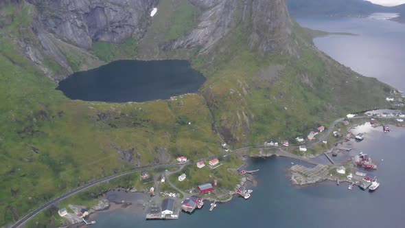 Aerial view of coastal town