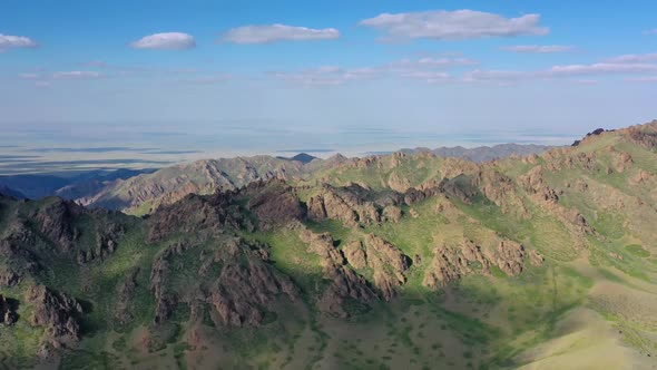 Aerial View of Mountains in Yol Valley Mongolia